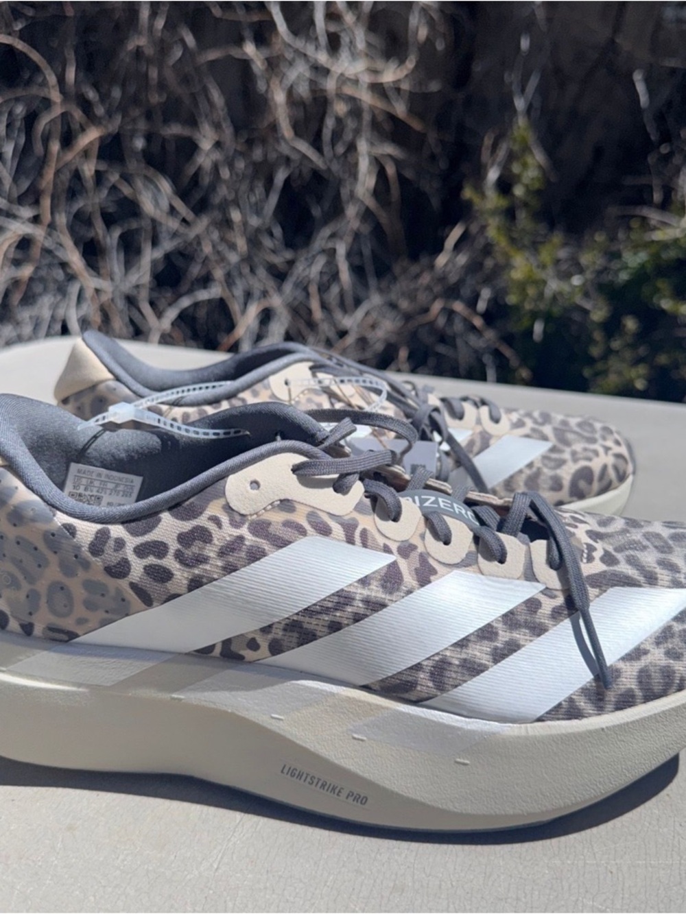 adidas Women's Leopard Print Running Shoes in Beige and White